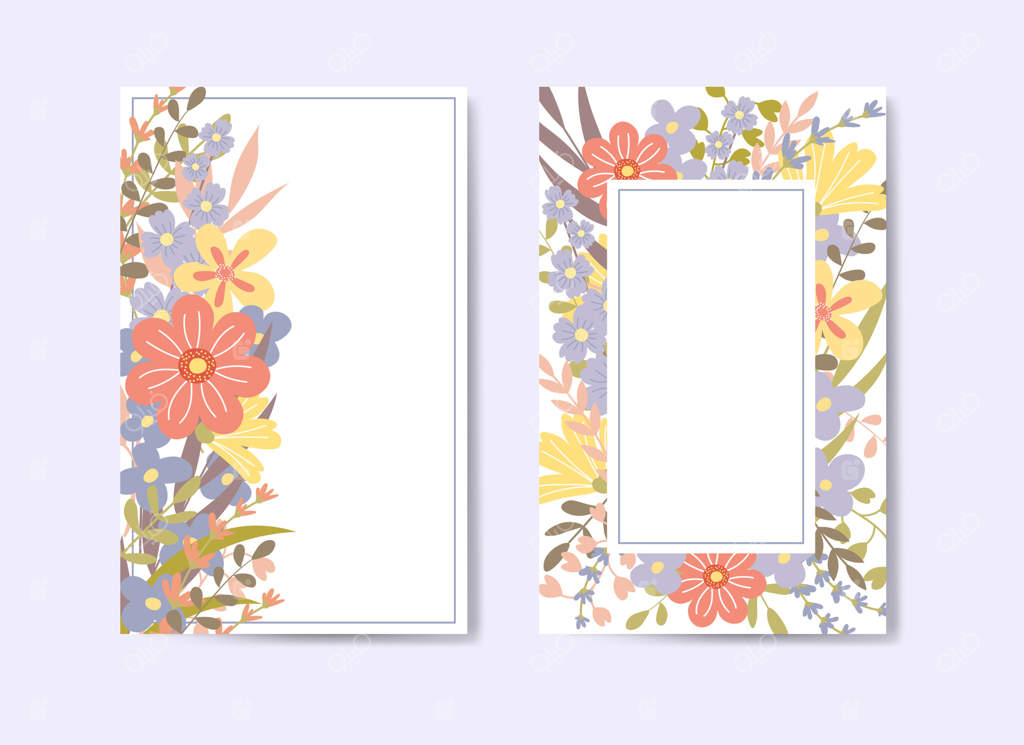 بنرهایی با پس‌زمینه گل‌دار و محل قرارگیری متن. پوسترهایی با گل‌های بهاری و تابستانی باغ.