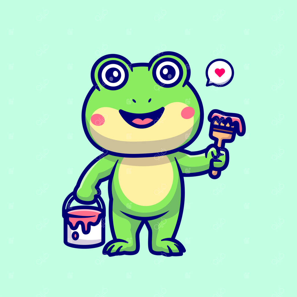 آیکون وکتور نقاشی قورباغه بامزه. مفهوم آیکون حیوانات و طبیعت، نسخه پریمیوم و ویژه.