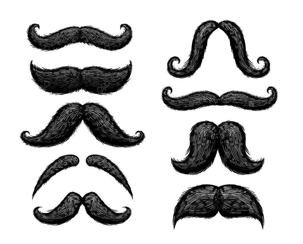 سبیل‌های دستی طراحی شده: مدل‌های پرپشت و حلقه‌ای هیپستر، سبیل‌های کلاسیک مد روز و نماد یک آقای شیک و قدیمی همراه با مجموعه‌ای از سبک‌های مختلف پیرایش صورت