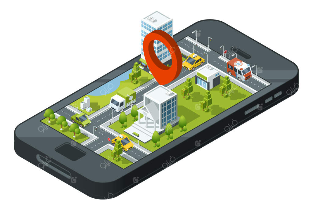 نقشه شهر روی صفحه گوشی: مفهومی از اپلیکیشن موبایل