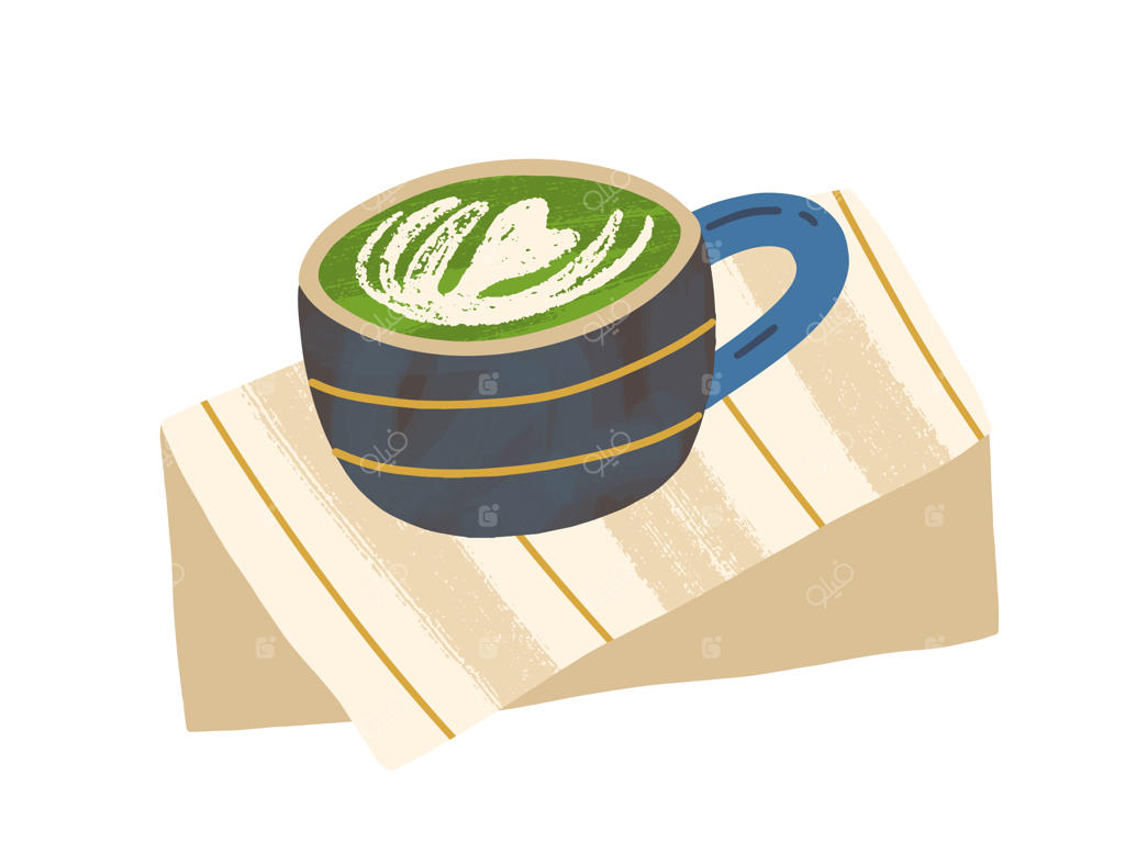 قهوه ماچا سبز با کف در فنجان: کاپوچینو یا لاته گیاهی. نوشیدنی ارگانیک ژاپنی.