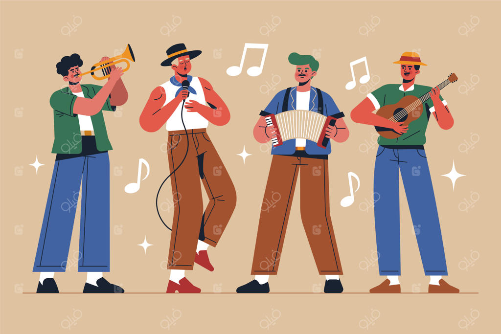 گروه موسیقی لاتین با طراحی دست