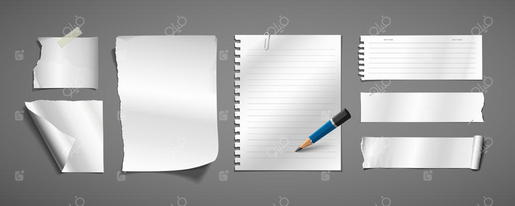 مجموعه کاغذهای سفید و سیاه برای تصویرسازی وکتور تجاری