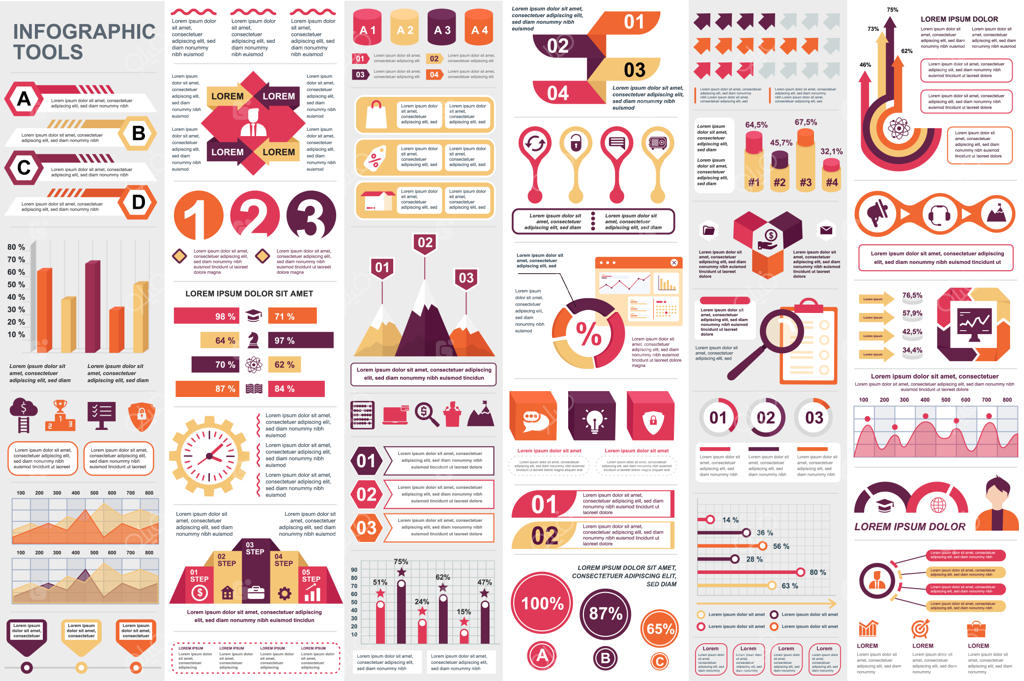 قالب طراحی وکتور المان‌های اینفوگرافیک و مصورسازی داده‌ها