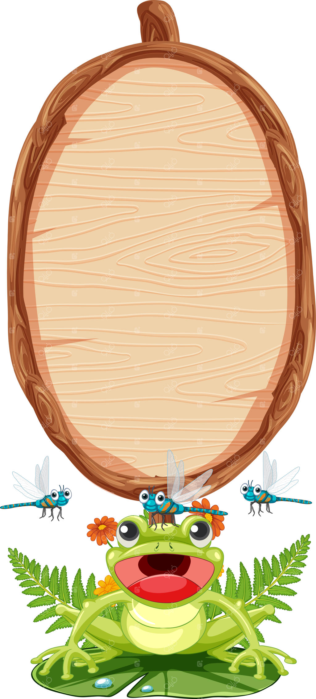 تابلوی چوبی بیضی‌شکل با طرح حیوانات