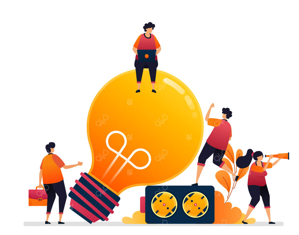 تصویرسازی از قدرت برق برای ایده‌ها و الهام‌بخشی؛ نماد لامپ برای روشنایی و خلاقیت