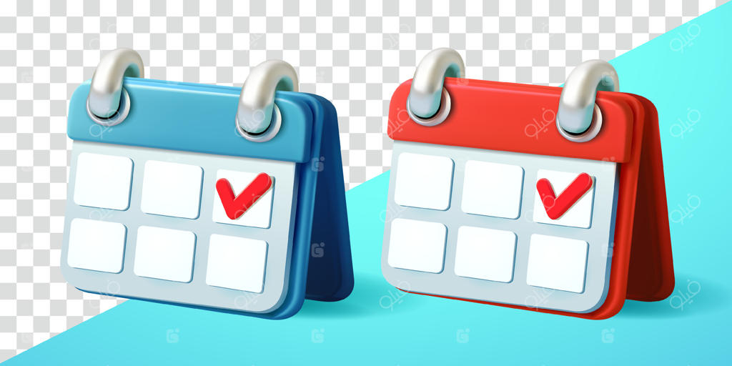 تقویم سه‌بعدی با علامت‌های تیک؛ مناسب برای عنصر طراحی