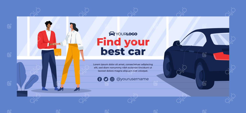 قالب جلد صفحه‌اول شبکه‌های اجتماعی برای بنگاه ماشین‌فروشی مدرن