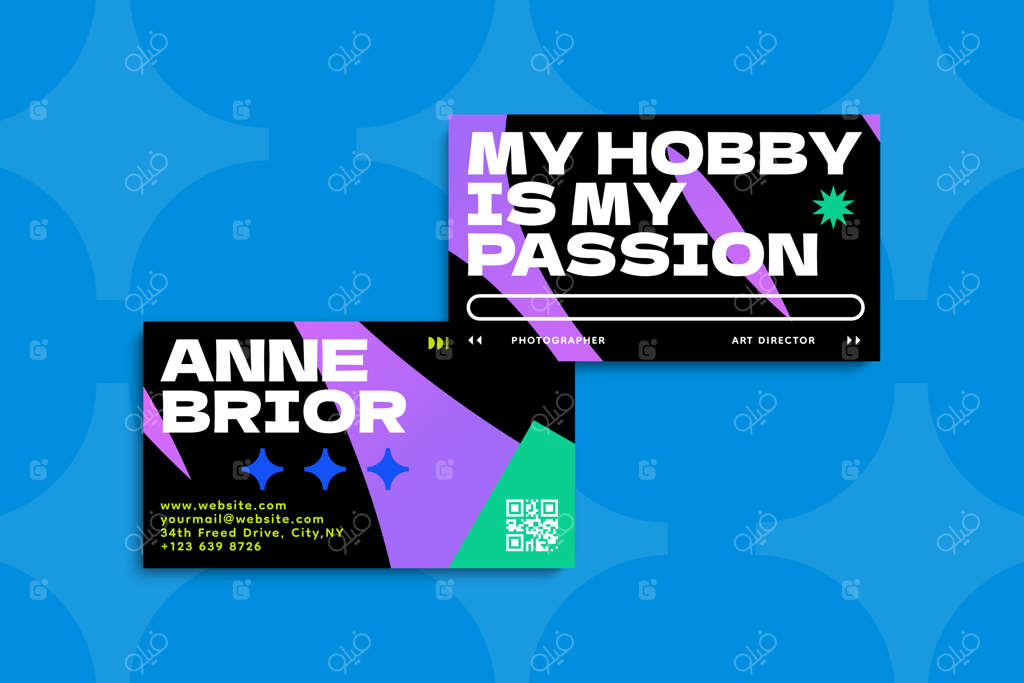 قالب کارت ویزیت با گرادیانت رنگارنگ و جذاب