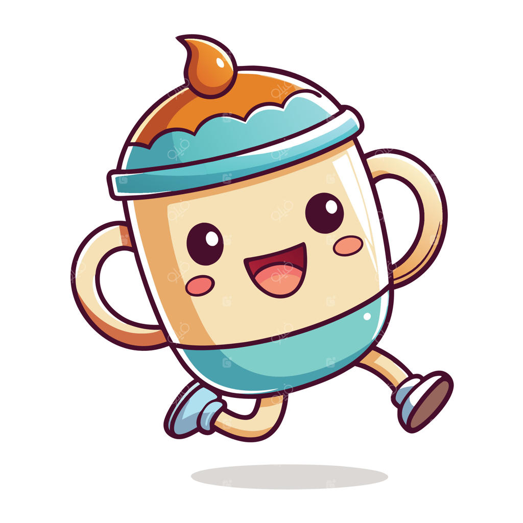 تصویر بامزه دویدن فنجان قهوه