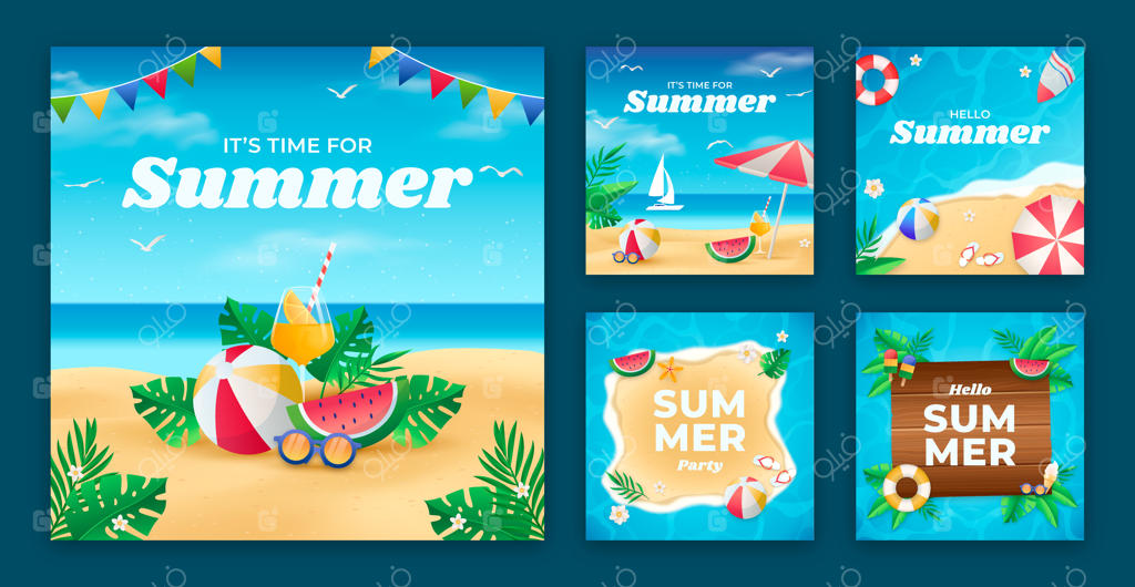 مجموعه پست‌های تابستانه اینستاگرام با گرادیانت‌های زیبا