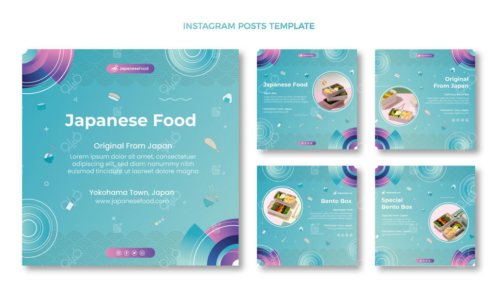 مجموعه پست‌های اینستاگرامی غذاهای ژاپنی دست‌کشیده
