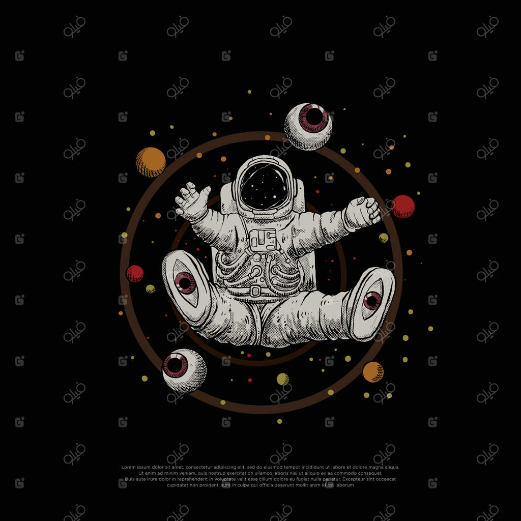 طراحی تصویرسازی قدیمی فضانورد