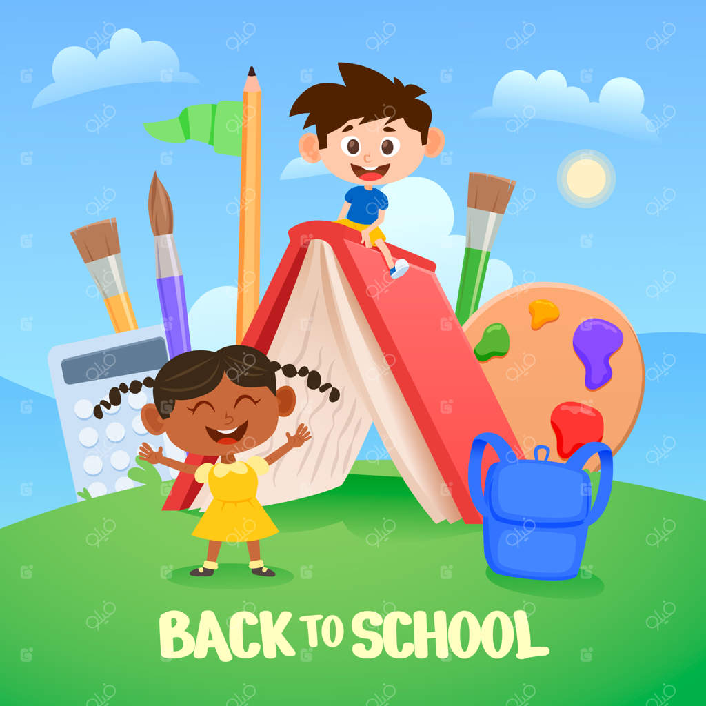 تصویرسازی بازگشت به مدرسه با دانش‌آموزان