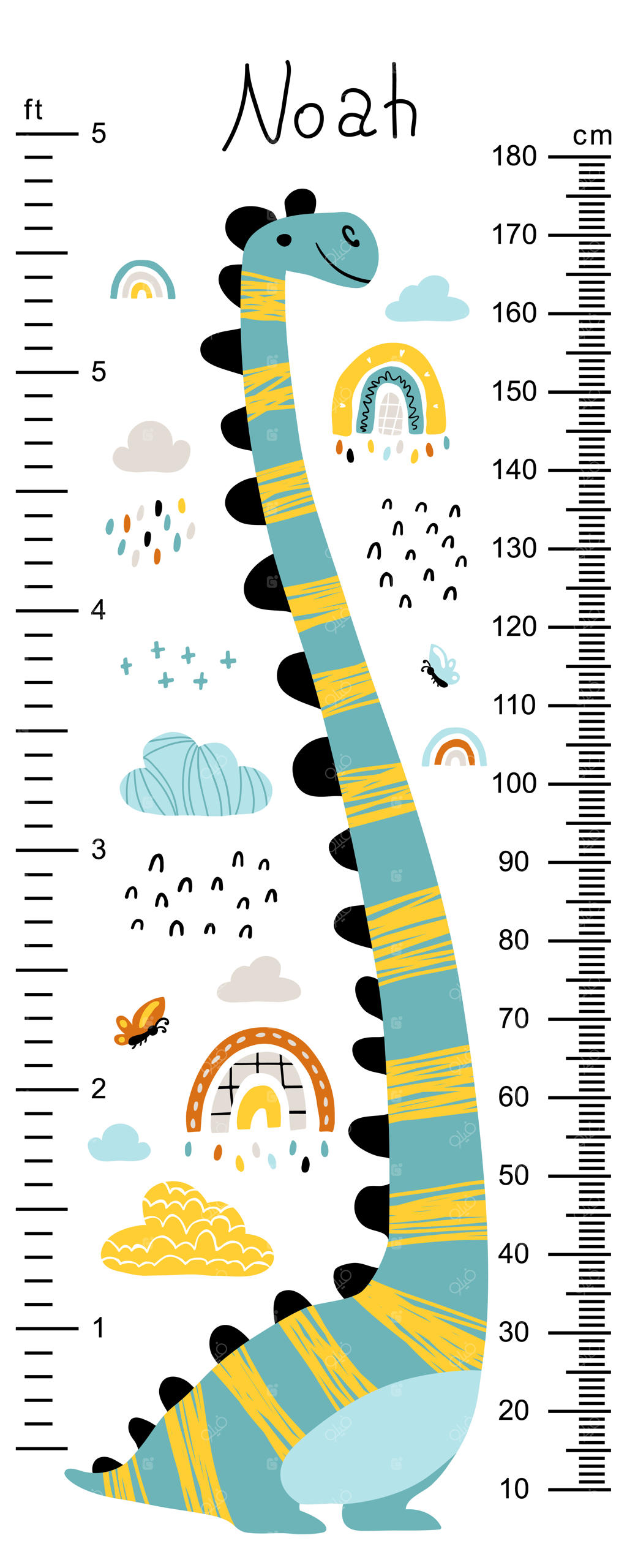 نمودار قد کودک طرح دایناسور
