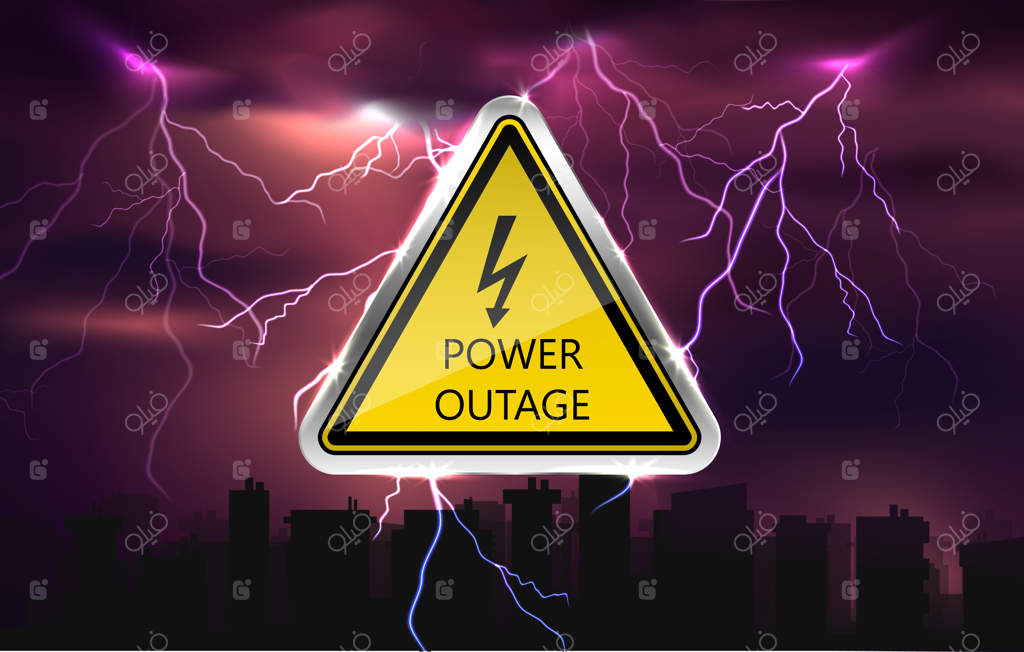 پس‌زمینه قطعی برق با علامت هشدار