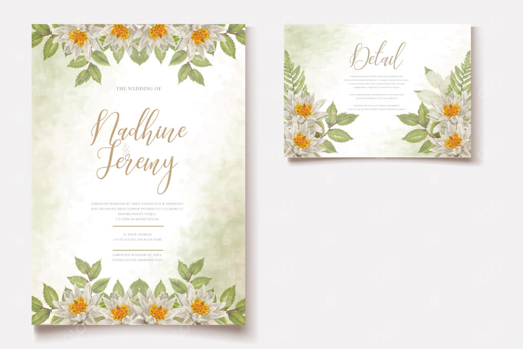 دعوتنامه عروسی با طرح آبرنگی