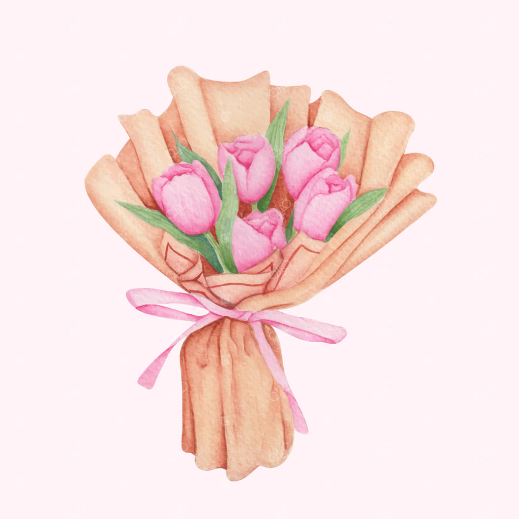 مجموعه‌ای از دسته گل‌های نقاشی شده با آبرنگ دستی