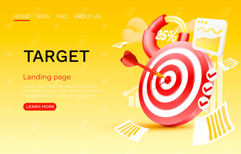 قالب صفحه فرود با نمودار هدف‌گذاری