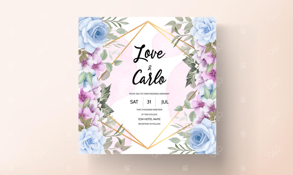 کارت دعوت عروسی با طرح گل‌های شکوفا و زیبا