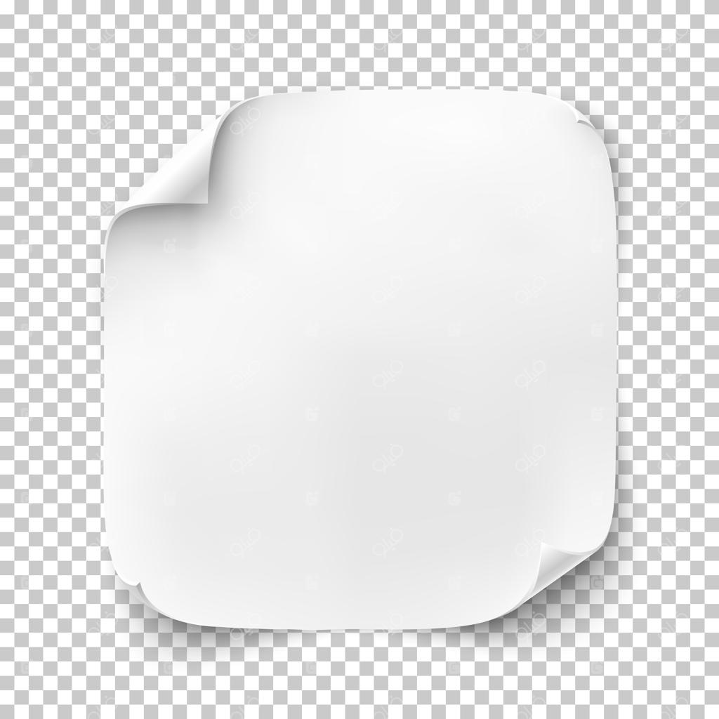 کاغذ مربع سفید یا بنر واقعی بر روی پس‌زمینه شفاف