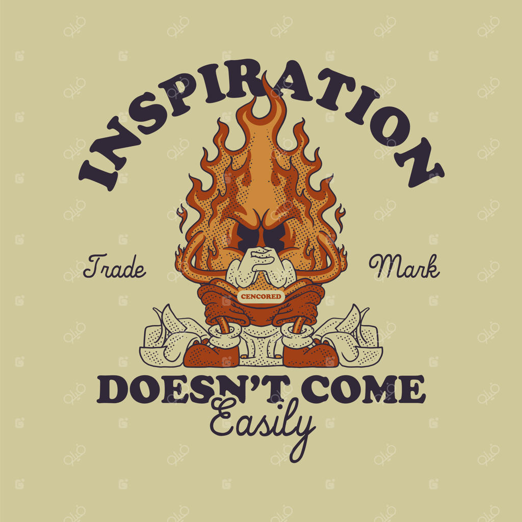 نشان کارتونی حیوان خانگی آتشین در حال نشستن روی توالت به سبک رترو