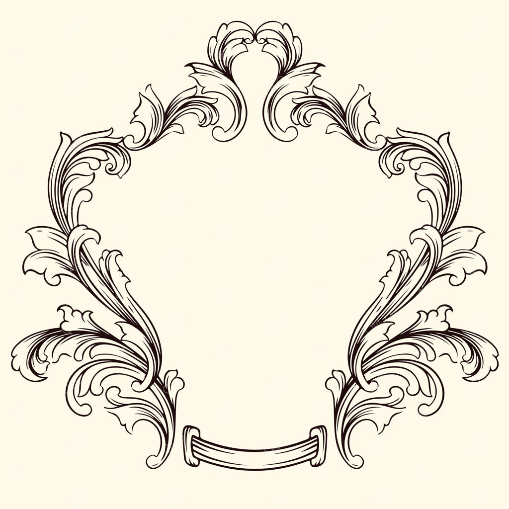 هنر تصویرسازی قاب وینتیج باروک با حکاکی آرایه گلدار