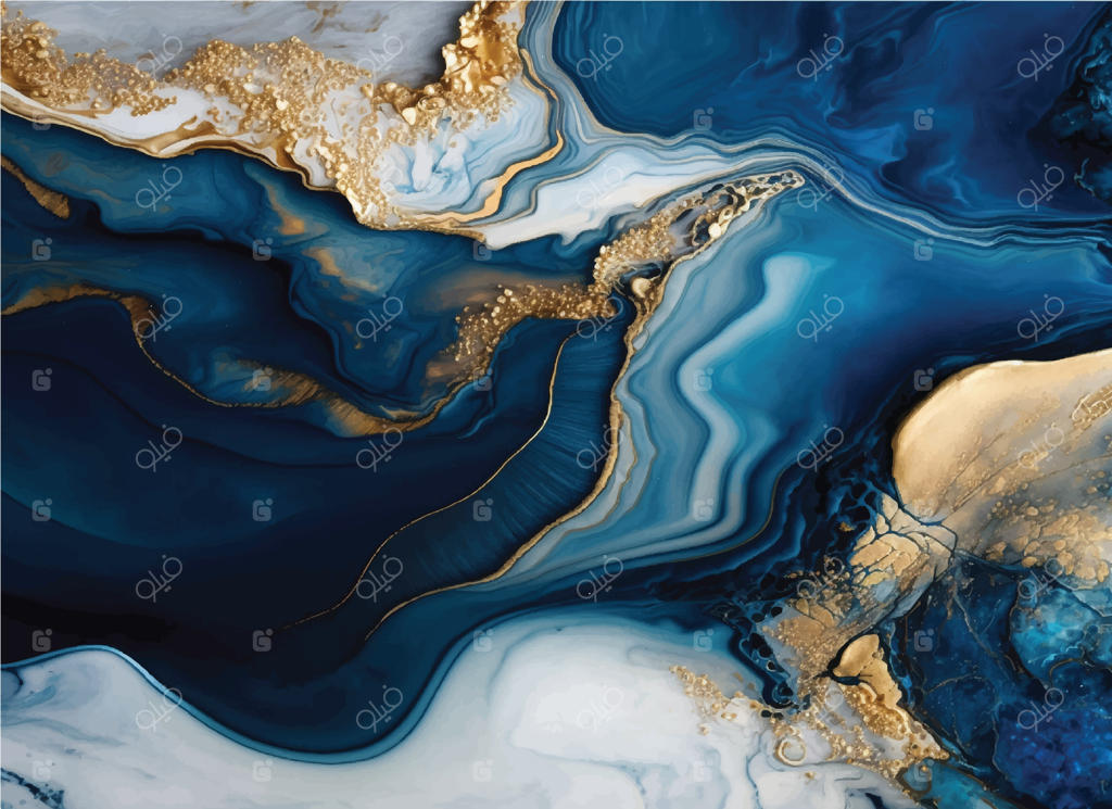 بافت انتزاعی مرمر آبی و طلایی ۵