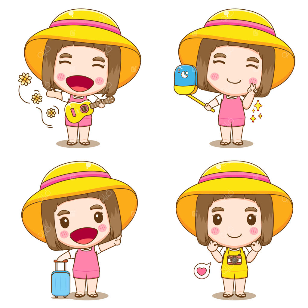 مجموعه‌ای از دختران بامزه در حال انجام فعالیت‌های تابستانی