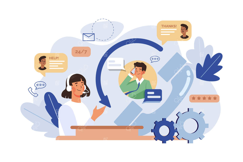 اپراتورهای زن در حال کار با مشتریان در مرکز تماس