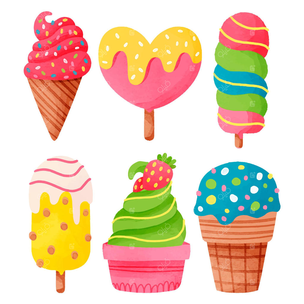 مجموعه بستنی آبرنگی دست ‌ساز