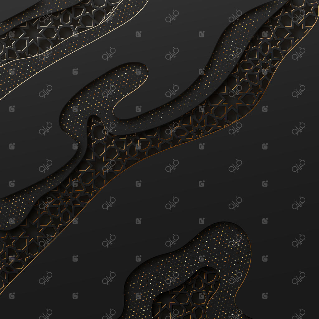 پس‌زمینه مشکی و طلایی با طرح هندسی تونلی و برجسته‌کاری لیزری. تصویر وکتور.