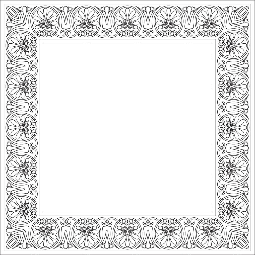 تزئین کلاسیک یونانی با طرح مربع تک‌رنگ مشکی. مستطیل از یونان باستان و امپراتوری روم. نقاشی بیزانسی دیوارها، کف‌پوش‌ها و سقف‌ها. دکوراسیون کاخ‌های اروپایی.