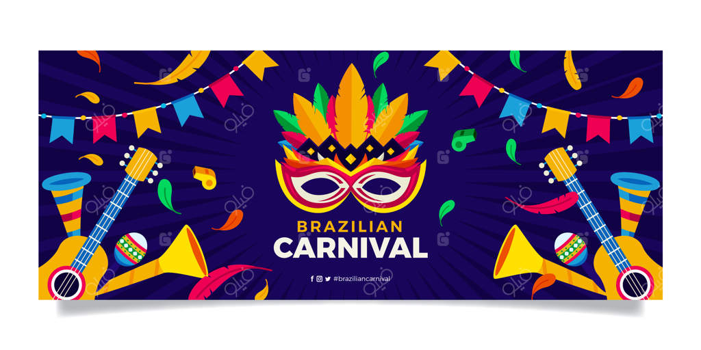 بنر افقی فلت جشن کارناوال برزیل