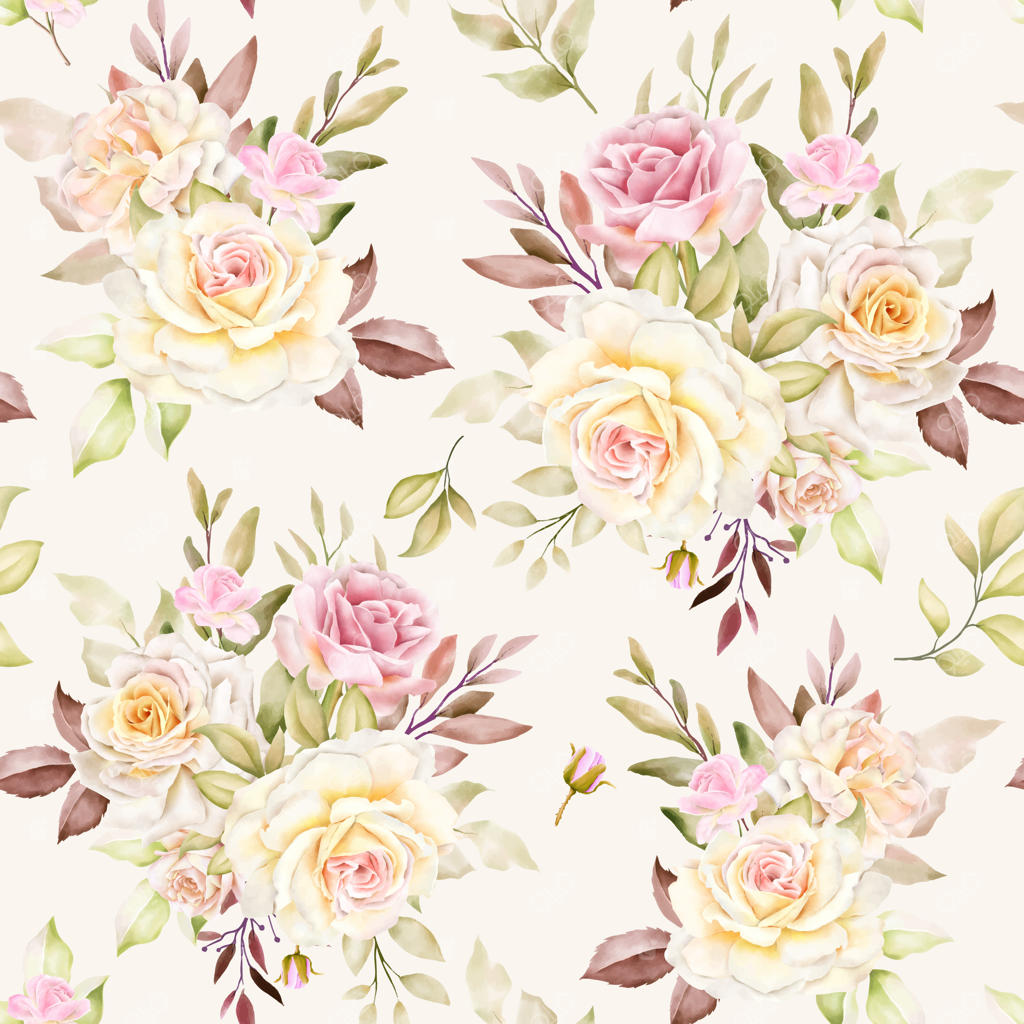 پترن یکپارچه گل‌های آبرنگی دست‌کشیده