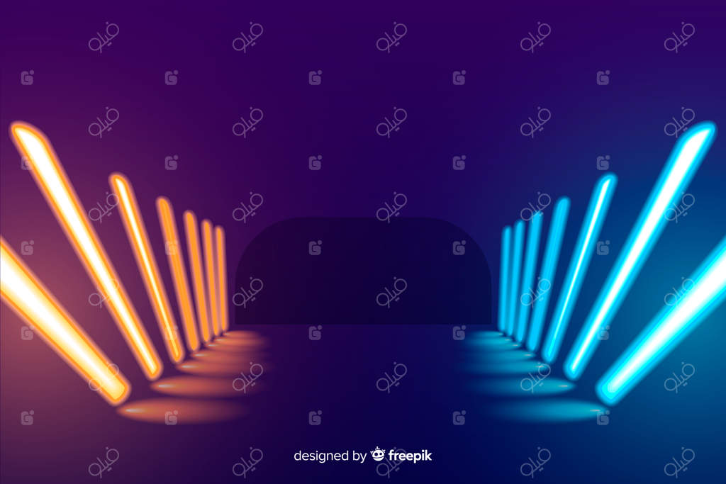 پس‌زمینه صحنه با نورهای نئون رنگارنگ