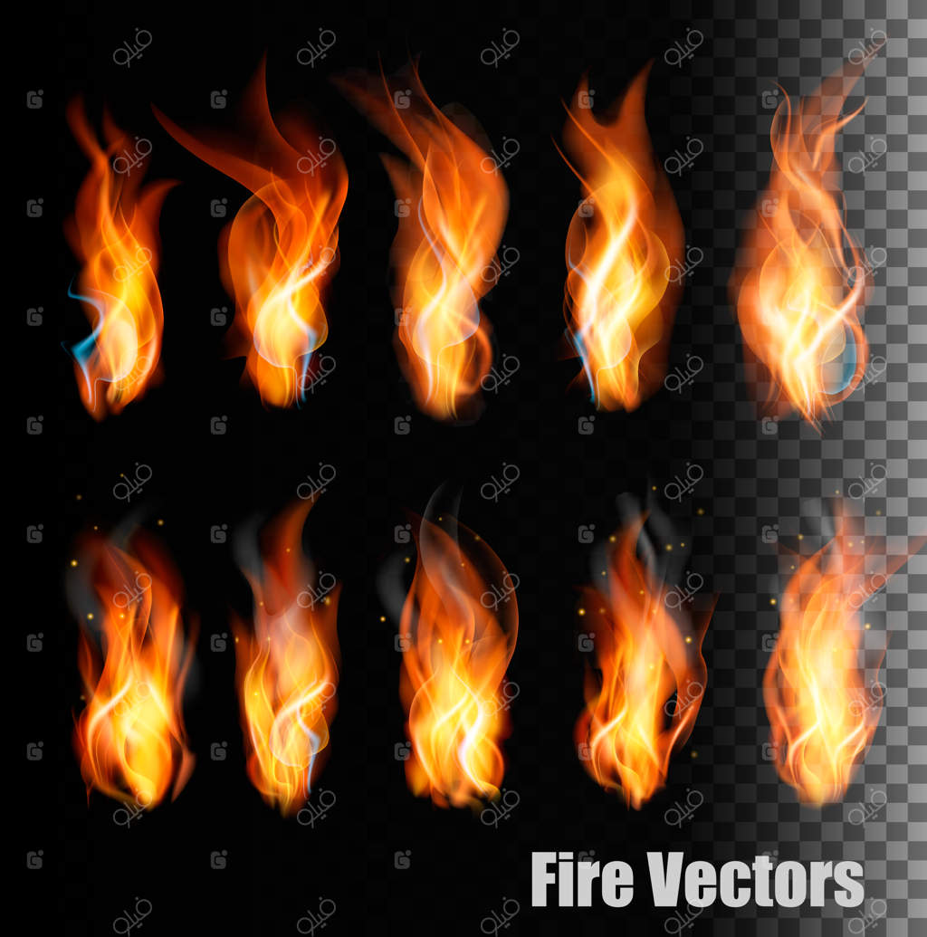 آتش بر روی پس‌زمینه شفاف