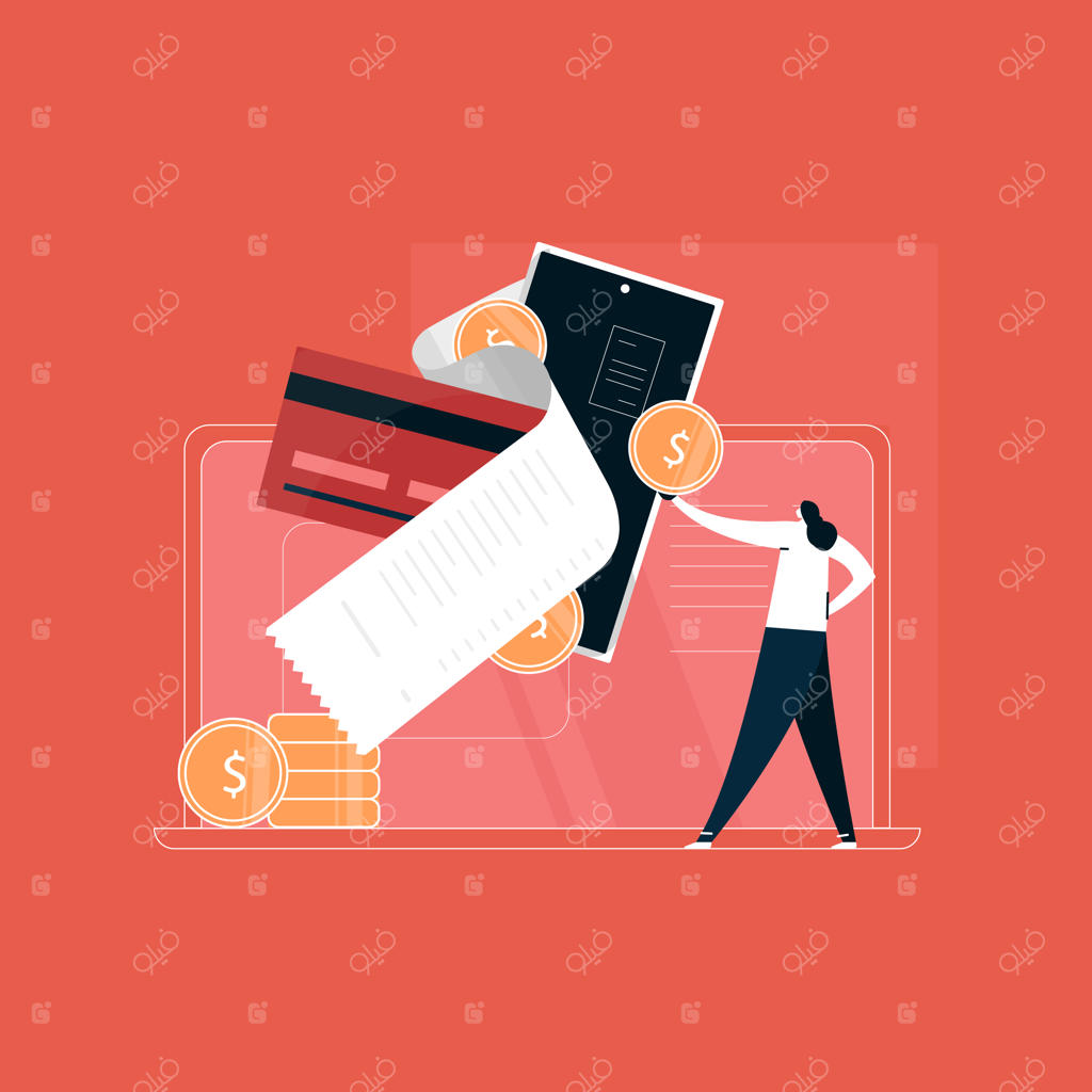 کاربر در حال پرداخت آنلاین از خانه، پرداخت قبوض به صورت اینترنتی. مفهوم تراکنش مالی آنلاین. تصوری از پرداخت در اینترنت