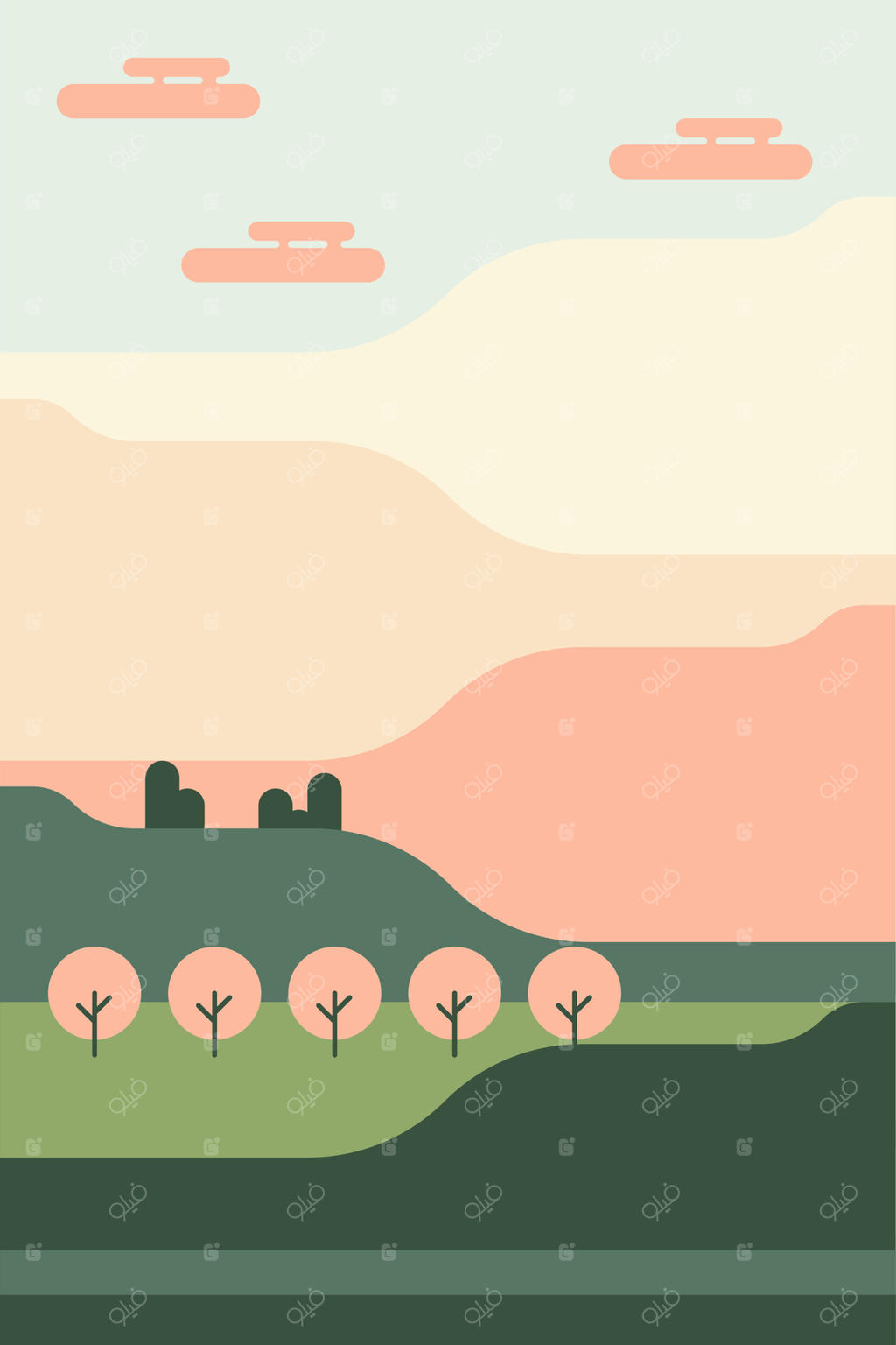 طرح منظره انتزاعی و رنگارنگ تخت برای دکوراسیون دیوار اتاق نشیمن