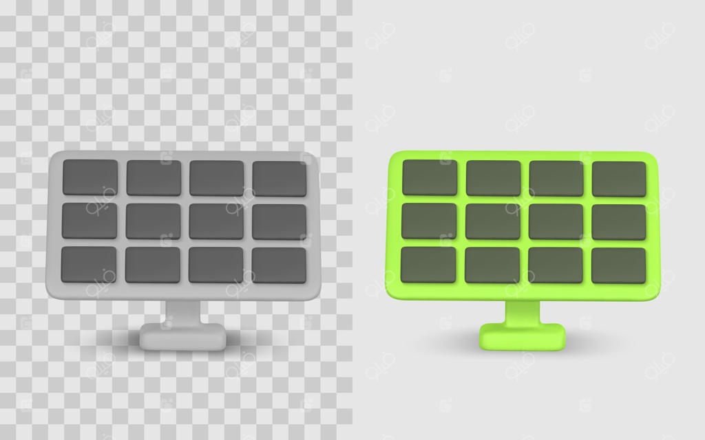 آیکون پنل خورشیدی به سبک سه‌بعدی، مفهوم فناوری انرژی سبز مدرن برای طراحی رابط کاربری وب یا اپلیکیشن. تصویرسازی