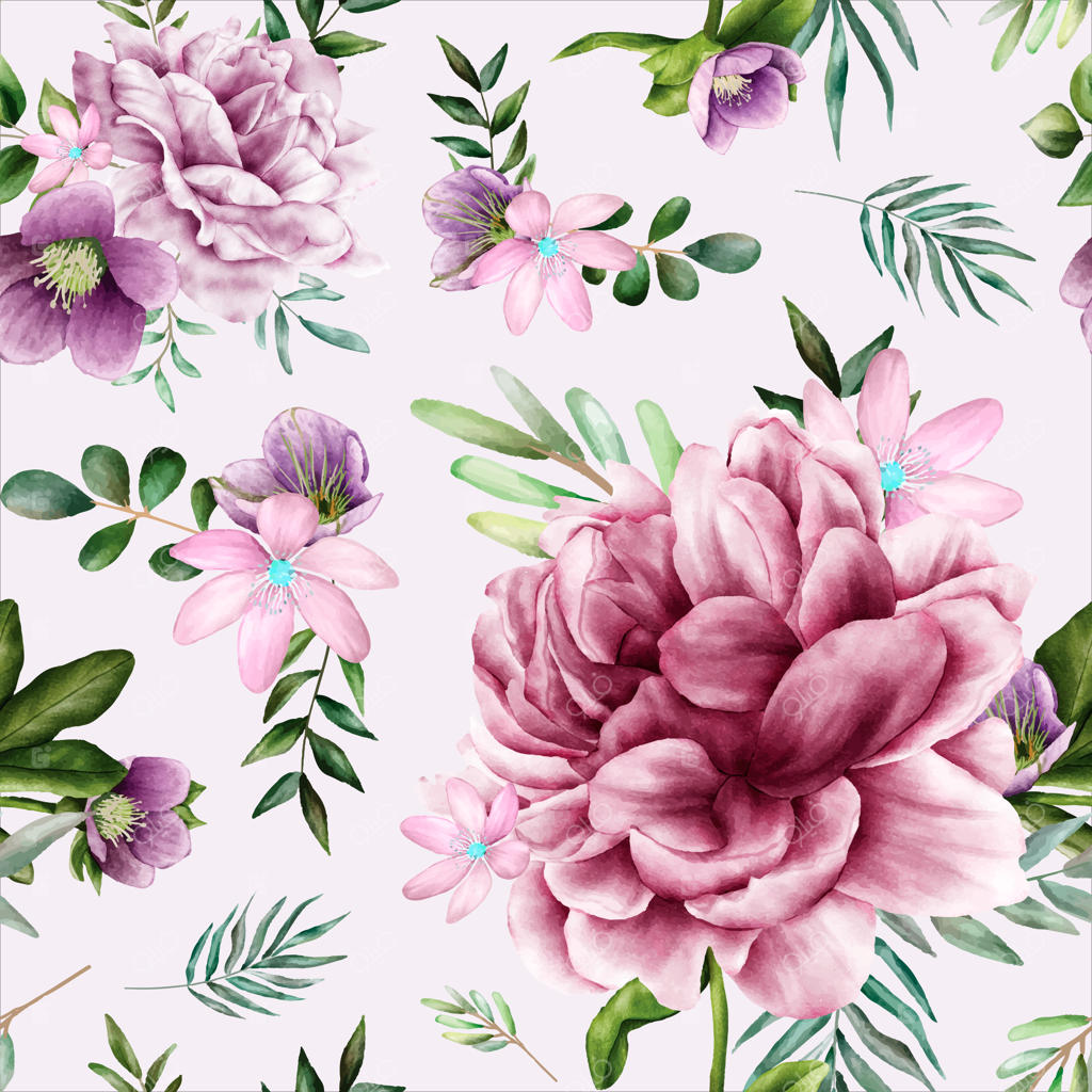 طرح گل‌های نرم و بنفش با طراحی یکپارچه و ظریف