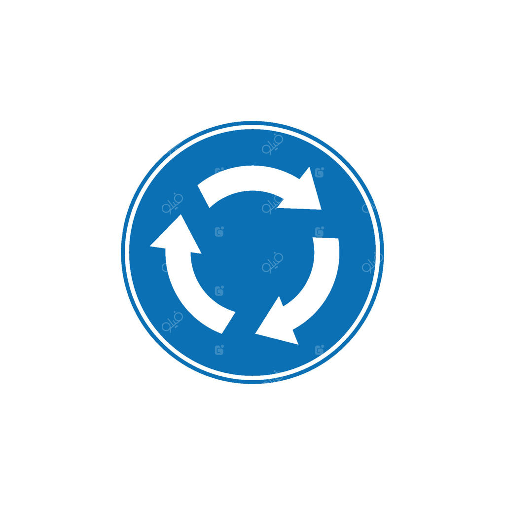 چرخش الزامی به راست، قالب تابلو راهنمایی و رانندگی آبی‌رنگ