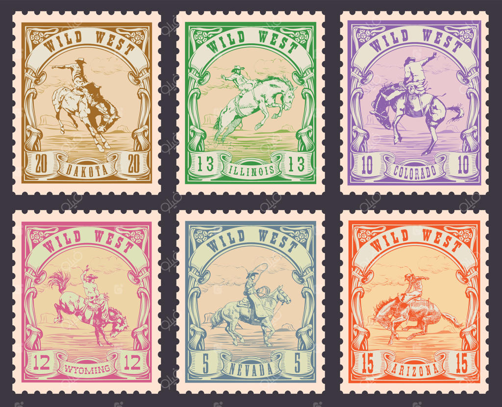 چاپ تصویر گاوچران سوار بر اسب به شکل تمبر بر روی کاغذ و تیشرت