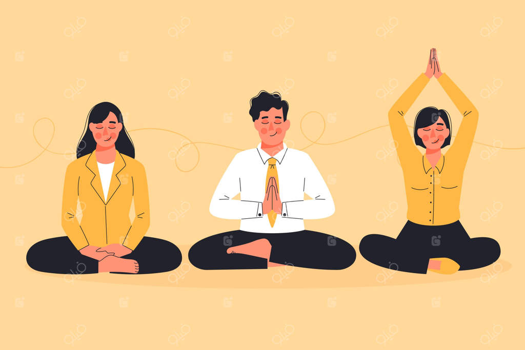 مجموعه افراد تجاری در حال مدیتیشن به سبک ارگانیک