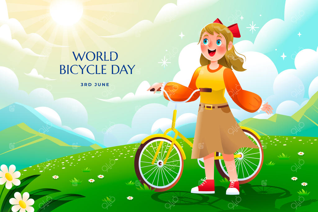 پس‌زمینه روز جهانی دوچرخه‌سواری با طراحی گرادیان