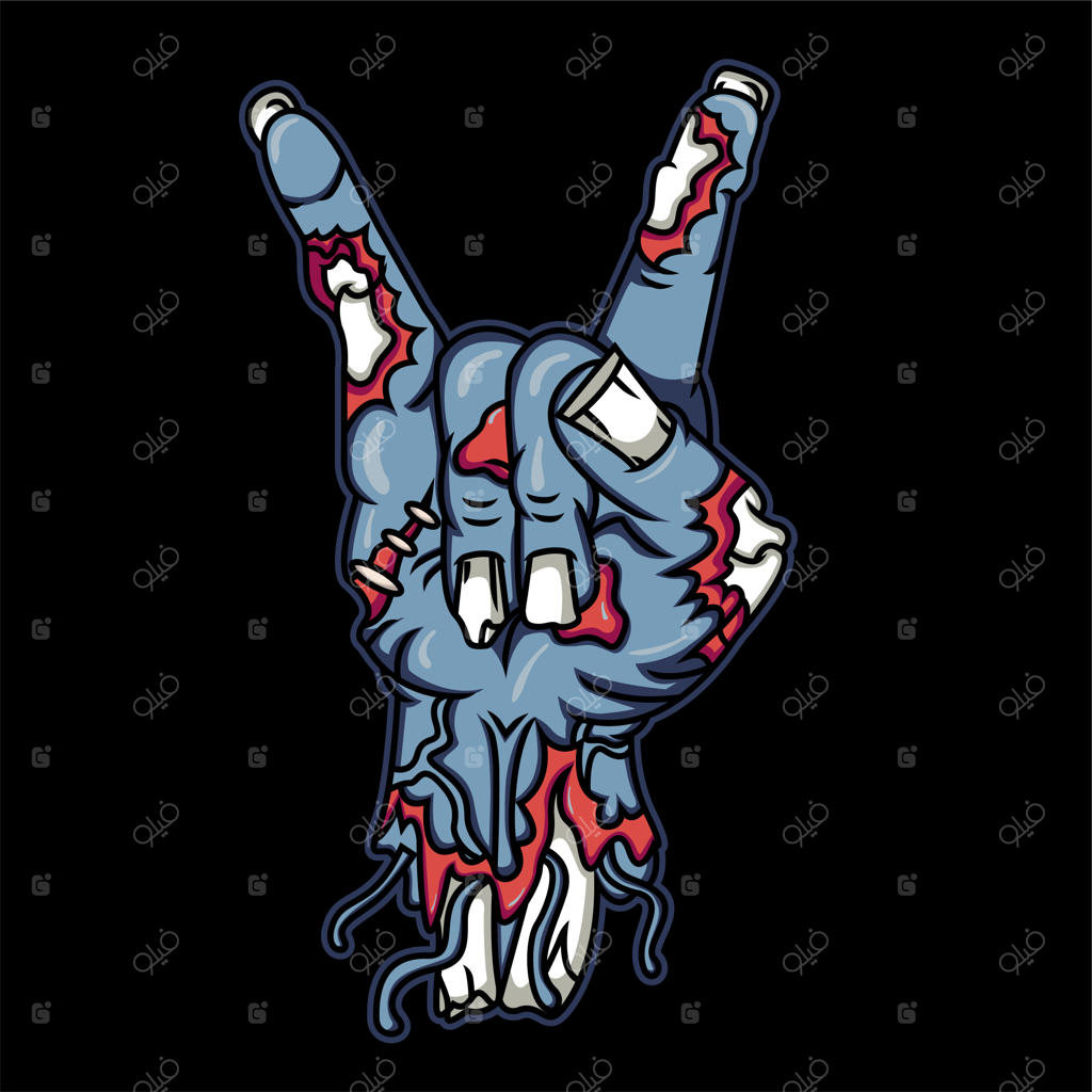 تصویر دستی زامبی با علامت شیطان