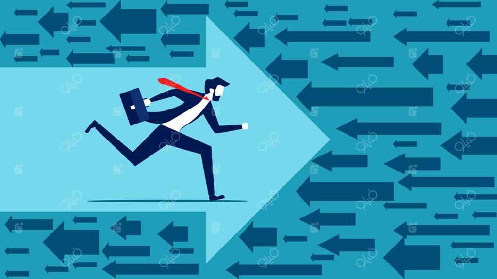 تاجر در حال حرکت روی فلش، مفهوم کسب و کار