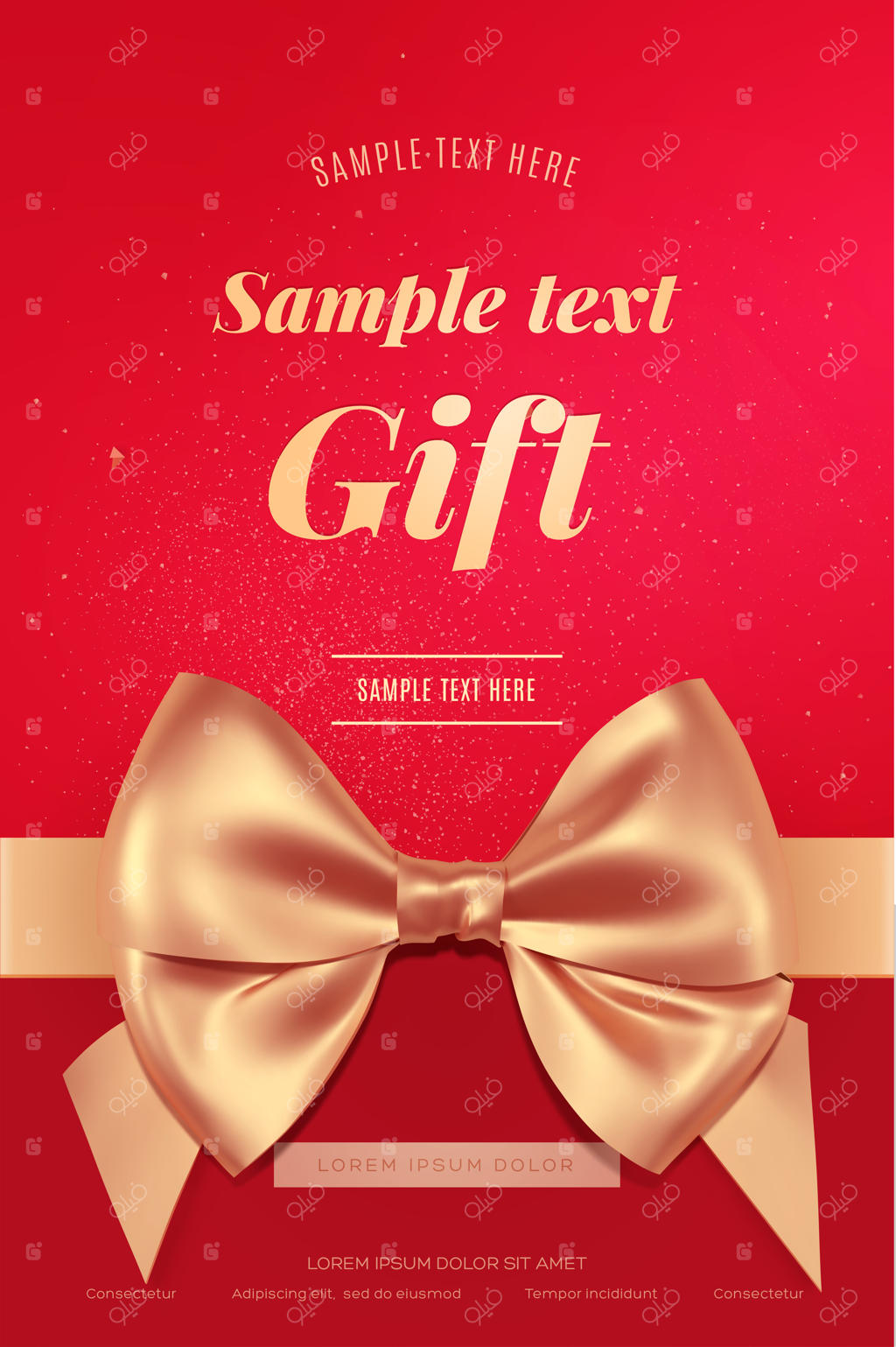 کارت دعوت یا تبریک زیبا با روبان طلایی. کارت روز ولنتاین. تصویر وکتور