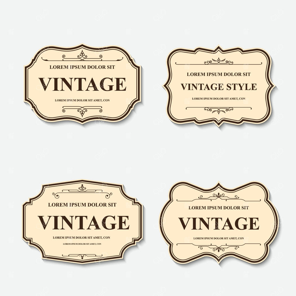 مجموعه برچسب‌ها و نشان‌های وکتور سبک قدیمی - کلکسیون قاب‌های کلاسیک وینتیج
