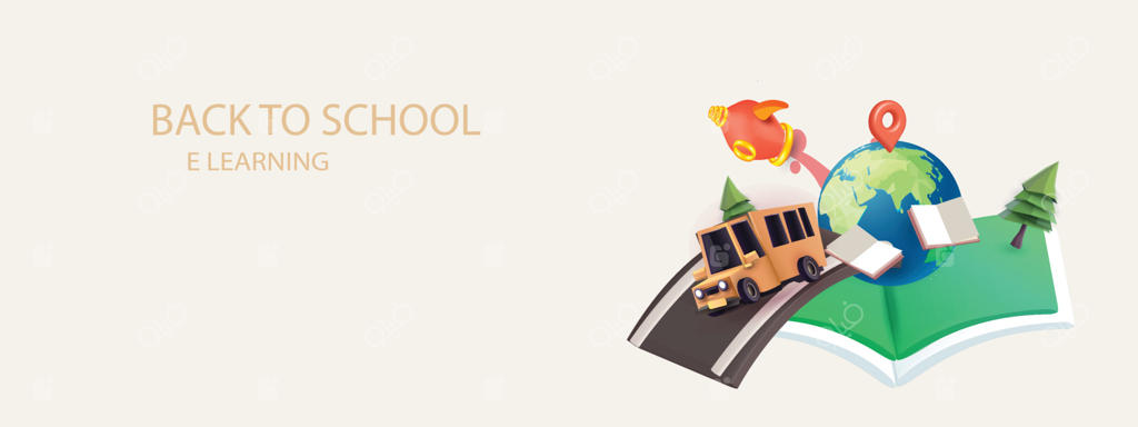 بازگشت به مدرسه با شادی و رنگ، همراه با رنگ زرد اتوبوس مدرسه و تصویرسازی کتاب الکترونیکی